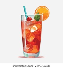 Cocktail with ice vector isolated illustration