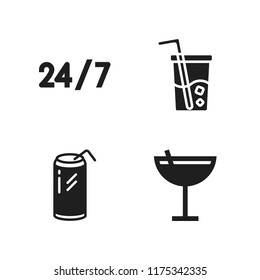 cocktail icon. 4 cocktail vector icons set. soft drink, soda and cocktails icons for web and design about cocktail theme