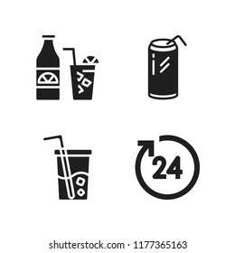 cocktail icon. 4 cocktail vector icons set. hours, orange juice and soda icons for web and design about cocktail theme