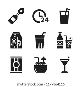 cocktail icon. 9 cocktail vector icons set. orange juice, banana milk and juice icons for web and design about cocktail theme