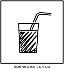 Cocktail icon black contour vector