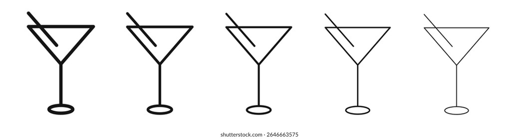 Cocktail icon black and white vector sign