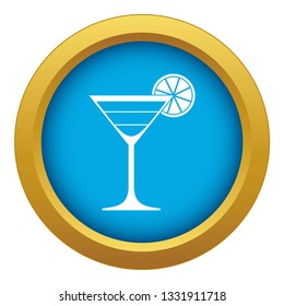 Cocktail icon blue vector isolated on white background for any design