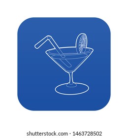 Cocktail icon blue vector isolated on white background