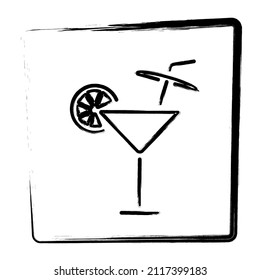 Cocktail icon. Brush frame. Vector illustration.