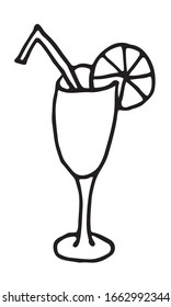 Cocktail Icon cartoon hand drawn Vector. Cocktail drink.