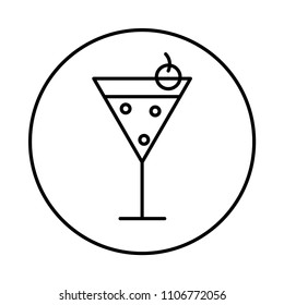 Cocktail icon in circle line, conic symbol inside a circle, on white background. Vector Iconic Design.