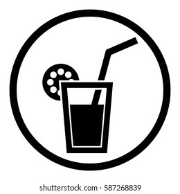 Cocktail icon in circle on white background