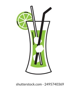 Cocktail icon colored sketch Vector illustration