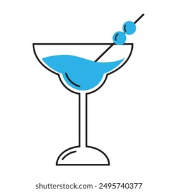 Cocktail icon colored sketch Vector illustration