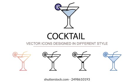 Cocktail icon design with white background stock illustration
