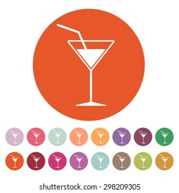 The cocktail icon. Drink and party, alcohol symbol. Flat Vector illustration. Button Set