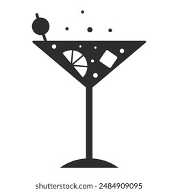 cocktail icon, drink symbol, flat vector illustration on white background