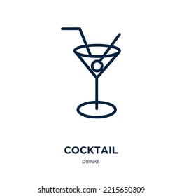 cocktail icon from drinks collection. Thin linear cocktail, alcohol, drink outline icon isolated on white background. Line vector cocktail sign, symbol for web and mobile