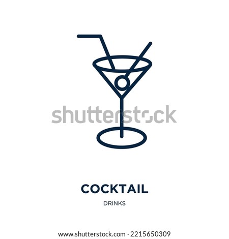 cocktail icon from drinks collection. Thin linear cocktail, alcohol, drink outline icon isolated on white background. Line vector cocktail sign, symbol for web and mobile