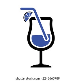 Cocktail Icon in Dualtone Style