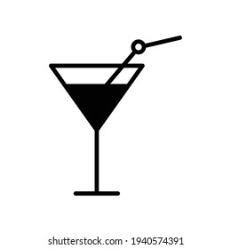 Cocktail icon. Editable stroke. Design template vector