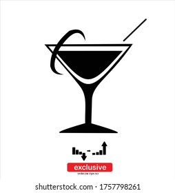Cocktail Icon. Flat design style vector illustration for graphic and web design.