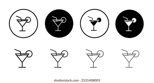 Cocktail icon Flat fill set collection