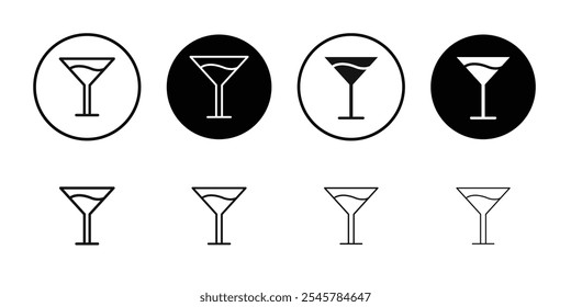 Cocktail icon flat line symbol set.