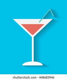 Cocktail icon flat with shadow