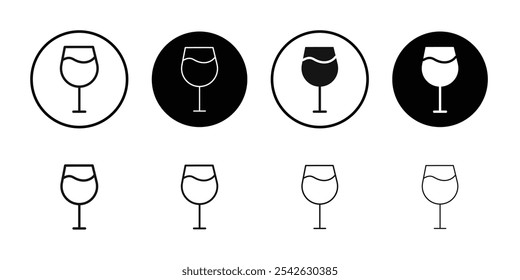 Cocktail icon Flat simple outline set