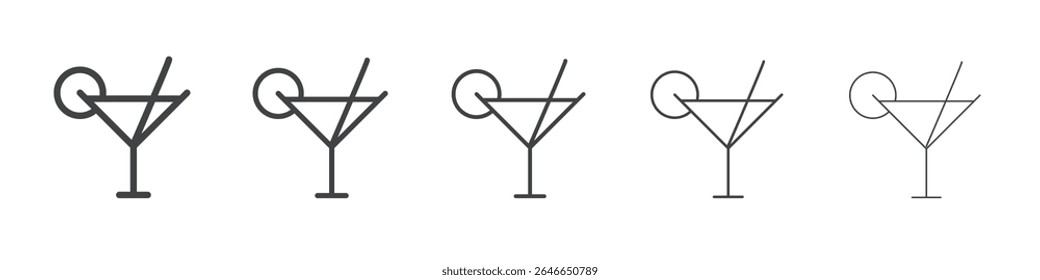 Cocktail icon flat simple outline logo