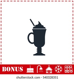 Cocktail icon flat. Simple vector symbol and bonus icon