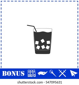 Cocktail icon flat. Simple vector symbol and bonus icon