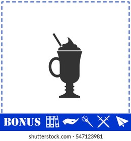 Cocktail icon flat. Simple vector symbol and bonus icon