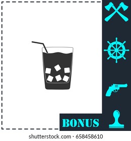 Cocktail icon flat. Simple vector symbol and bonus icon
