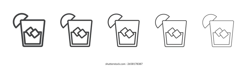 cocktail icon flat thin illustration symbol