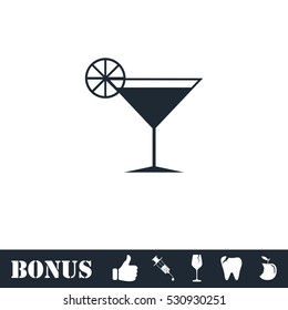 Cocktail icon flat. Vector illustration symbol and bonus pictogram