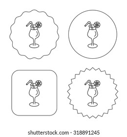 Cocktail icon. Glass of alcohol drink sign. Flat circle, star and emblem buttons. Labels design. Vector