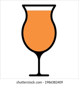 Cocktail icon. Cocktail glass with drink. Flat style. Vector illustration.
