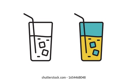 Cocktail icon in a glass in a vector. Alcohol symbol on an isolated white background. Vector illustration in flat style.