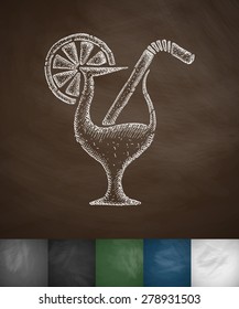 cocktail icon. Hand drawn vector illustration. Chalkboard Design