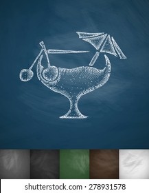 cocktail icon. Hand drawn vector illustration. Chalkboard Design