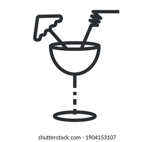 cocktail icon. Holiday Outline Vector Design On White Background. Created for menu designs.
