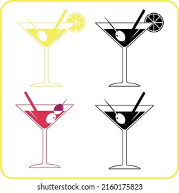 Cocktail icon images as a clipart for design.