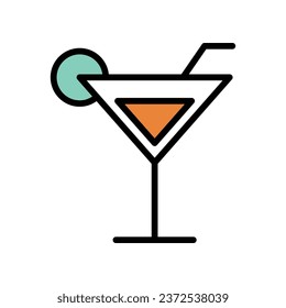 Cocktail icon islolate white background vector stock illustration.