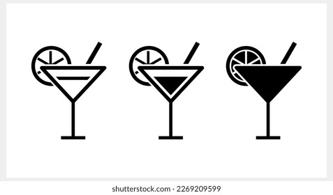 Cocktail icon isolated Drink stencil clipart Engraving vector stock illustration EPS 10