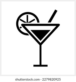 Cocktail icon isolated Drink stencil clipart Engraving vector stock illustration EPS 10