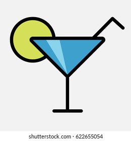 Cocktail icon isolated on white background. Flat vector stock illustration