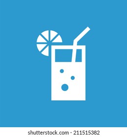 cocktail icon, isolated, white on the blue background. Exclusive Symbols 