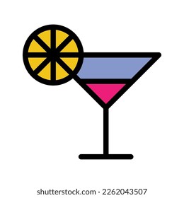 Cocktail icon line isolated on white background. Black flat thin icon on modern outline style. Linear symbol and editable stroke. Simple and pixel perfect stroke vector illustration