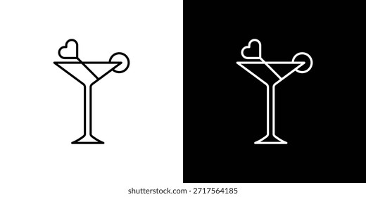 Cocktail-Symbol lineares Vektorsymbol. Bearbeitbare Strichlinien.