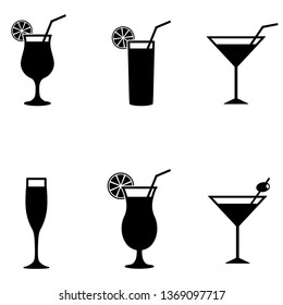 Cocktail icon, logo isolated on white background