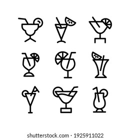 icono de cóctel o logotipo símbolo de signo aislado ilustración vectorial - Colección de iconos vectoriales de estilo negro de alta calidad
