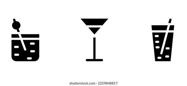 cocktail icon or logo isolated sign symbol vector illustration - high quality black style vector icons